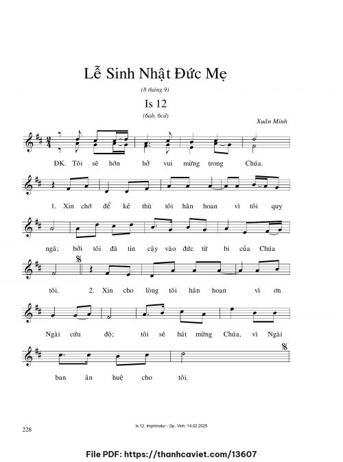 Lễ Sinh Nhật Đức Mẹ - Xuân Minh - trang 1