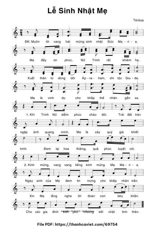 Lễ sinh nhật Mẹ - Sr. Têrêsa - trang 1