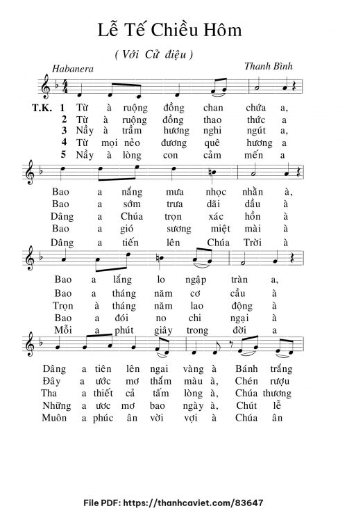 Lễ tế chiều hôm - Lm. Thanh Bình - trang 1