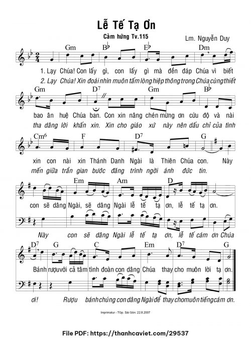 Lễ tế tạ ơn - Lm. Nguyễn Duy - trang 1