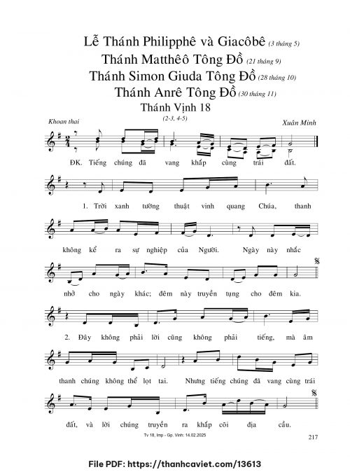 Lễ Th Philipphê và Giacôbê – Th Matthêô – Th Simon và Giuda – Th Anrê TĐ - Xuân Minh - trang 1