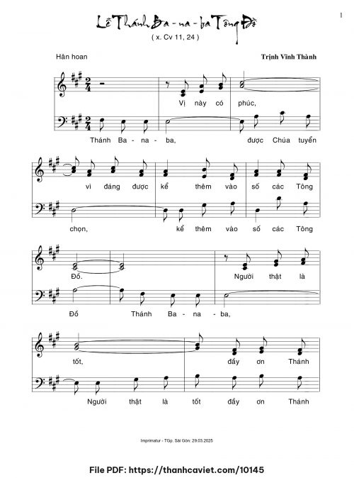 Lễ Thánh Banaba Tông Đồ - Trịnh Vĩnh Thành - trang 1