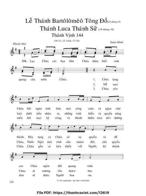 Lễ Thánh Bartôlômêô Tông Đồ – Thánh Luca Thánh Sử - Xuân Minh - trang 1