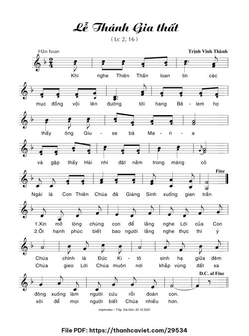 Lễ Thánh Gia Thất - Trịnh Vĩnh Thành - trang 1