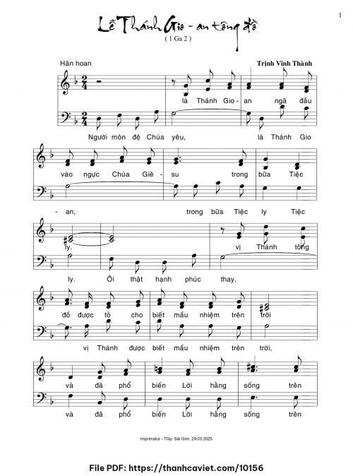 Lễ Thánh Gioan Tông Đồ - Trịnh Vĩnh Thành - trang 1