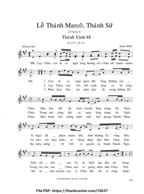 Lễ Thánh Marcô Thánh Sử - Xuân Minh - trang 1