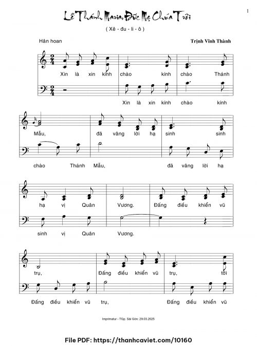 Lễ Thánh Maria Đức Mẹ Chúa Trời - Trịnh Vĩnh Thành - trang 1