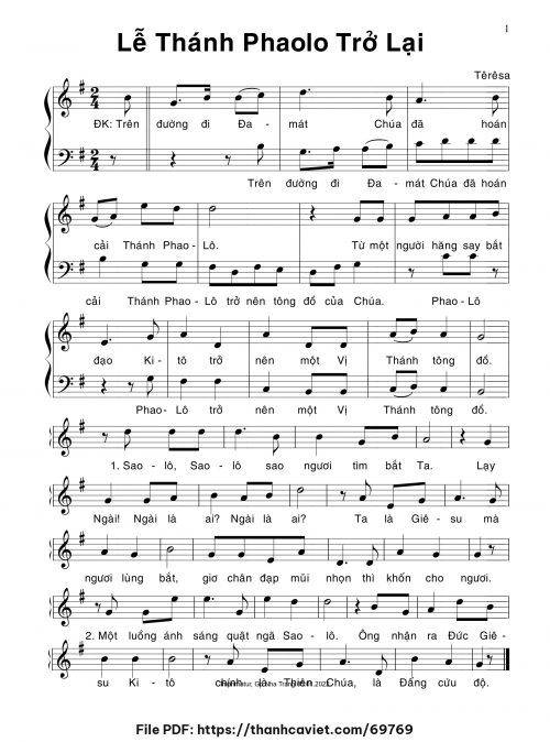 Lễ Thánh Phaolô trở lại - Sr. Têrêsa - trang 1
