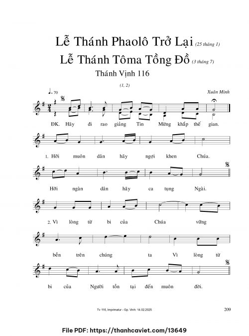 Lễ Thánh Phaolô trở lại – Lễ Thánh Tôma Tông Đồ - Xuân Minh - trang 1