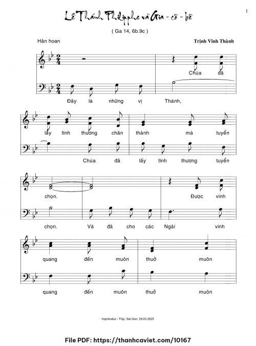 Lễ Thánh Philípphê và Giacôbê - Trịnh Vĩnh Thành - trang 1