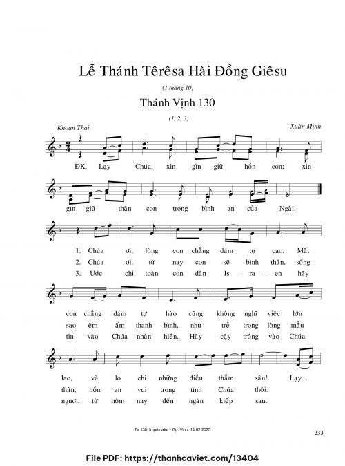 Lê Thánh Têrêsa Hài Đồng Giêsu - Xuân Minh - trang 1