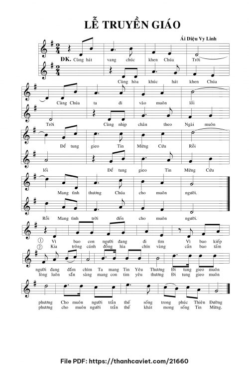 Lễ Truyền Giáo - Sr. Ái Diệu Vy Linh - trang 1