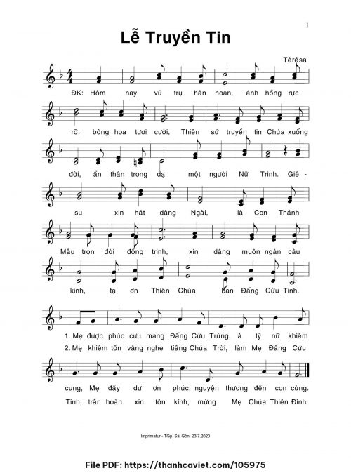 Lễ Truyền tin - Sr. Têrêsa - trang 1