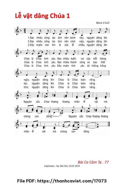 Lễ vật dâng Chúa 1 - Lm. Minh Chiết - trang 1