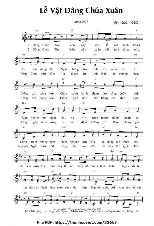 Lễ vật dâng Chúa Xuân - Minh Quân CSC - trang 1