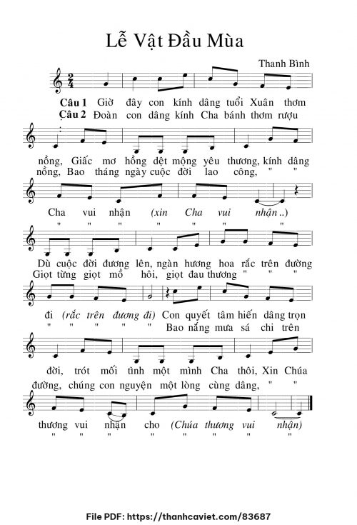 Lễ vật đầu mùa - Lm. Thanh Bình - trang 1