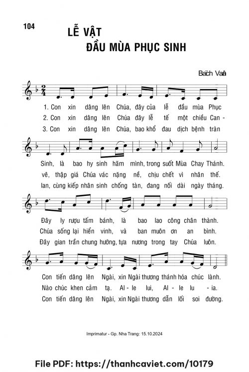 Lễ vật đầu mùa Phục Sinh - Lm. Bạch Vân - trang 1