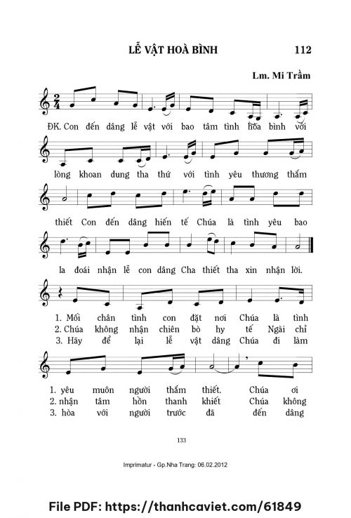 Lễ vật hòa bình - Lm. Mi Trầm - trang 1