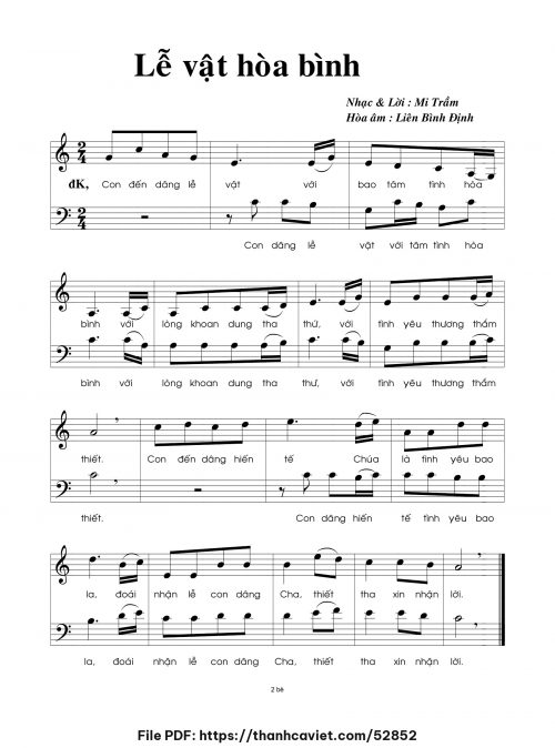 Lễ vật hòa bình - Lm. Mi Trầm (Hòa âm: Liên Bình Định) - trang 1