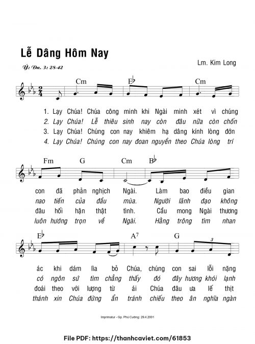 Lễ vật hôm nay - Lm. Kim Long - trang 1