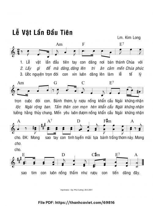 Lễ vật lần đầu tiên - Lm. Kim Long - trang 1
