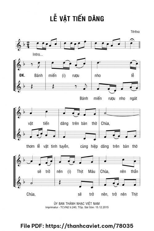 Lễ vật tiến dâng - Sr. Têrêsa - trang 1