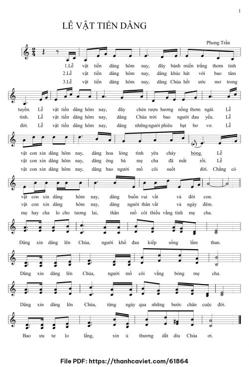 Lễ vật tiến dâng - Lm. Phong Trần - trang 1