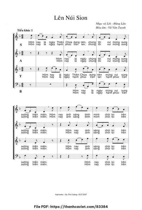 Lên núi Sion - Hùng Lân (Hòa âm: Vũ Văn Tuynh) - trang 1