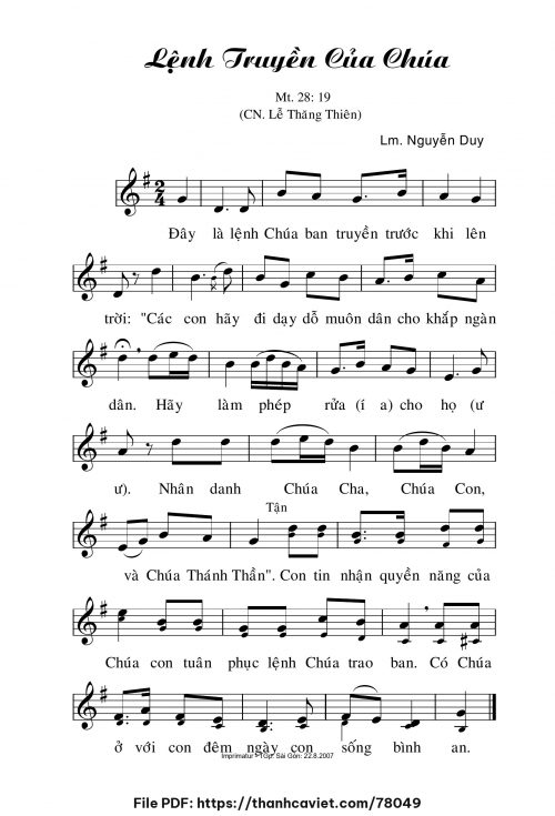 Lệnh truyền của Chúa - Lm. Nguyễn Duy - trang 1