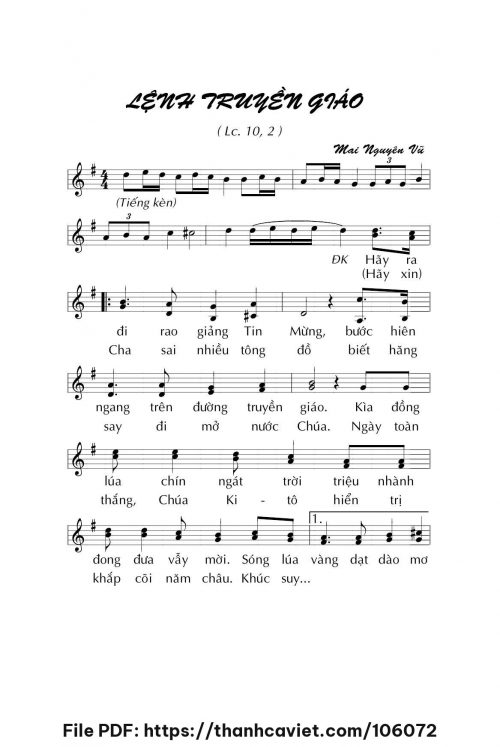 Lệnh truyền giáo - Mai Nguyên Vũ - trang 1