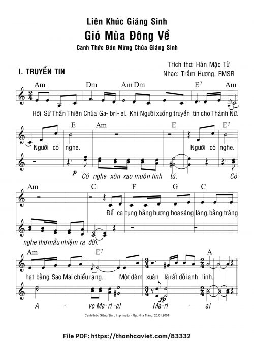 Liên khúc Giáng Sinh: Gió mùa đông về - Sr. Trầm Hương - trang 1
