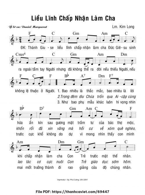 Liều lĩnh chấp nhận làm cha - Lm. Kim Long - trang 1