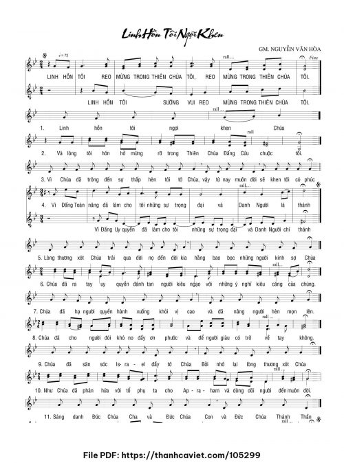 Linh hồn tôi ngợi khen - Gm. Nguyễn Văn Hòa - trang 1