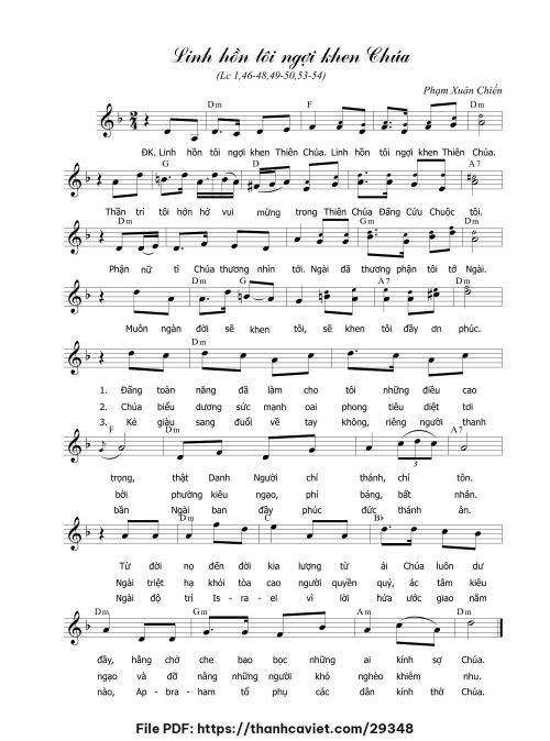 Linh hồn tôi ngợi khen Chúa - Phạm Xuân Chiến - trang 1
