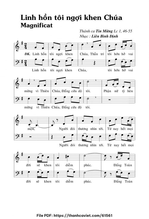 Linh hồn tôi ngợi khen Chúa - Liên Bình Định - trang 1