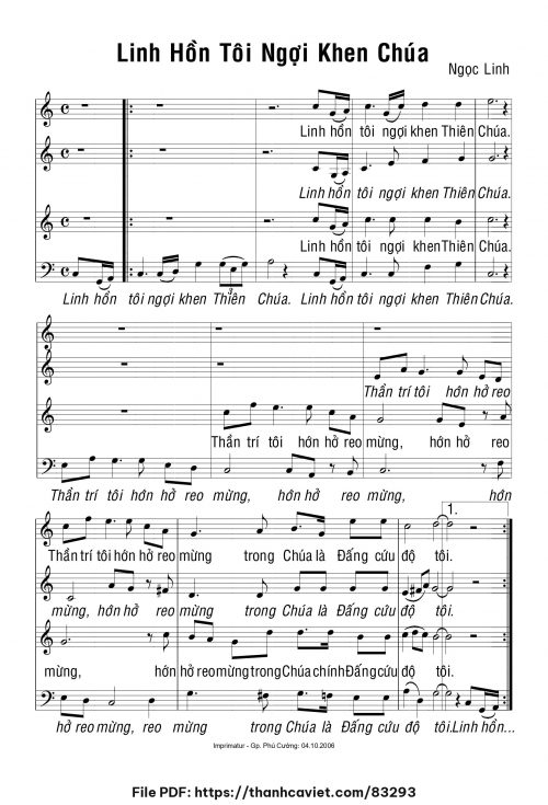 Linh hồn tôi ngợi khen Chúa - Ngọc Linh - trang 1