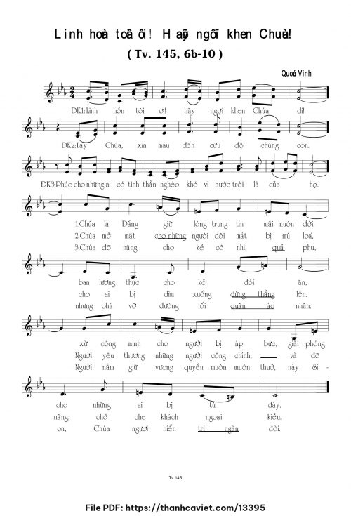 Linh hồn tôi ơi! Hãy ngợi khen Chúa! - Quốc Vinh - trang 1
