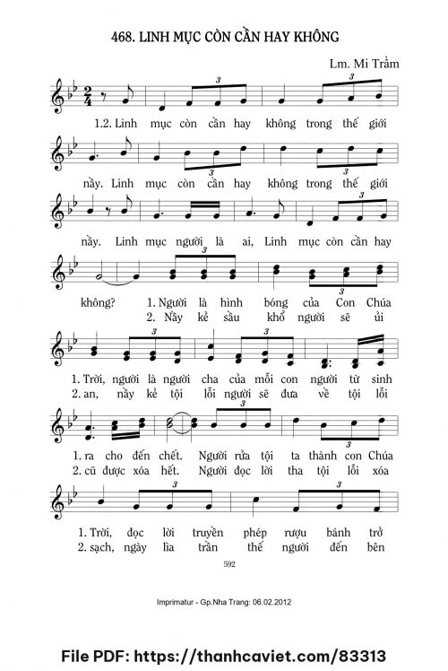 Linh mục còn cần hay không - Lm. Mi Trầm - trang 1