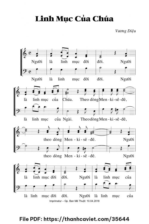 Linh mục của Chúa - Lm. Vương Diệu - trang 1