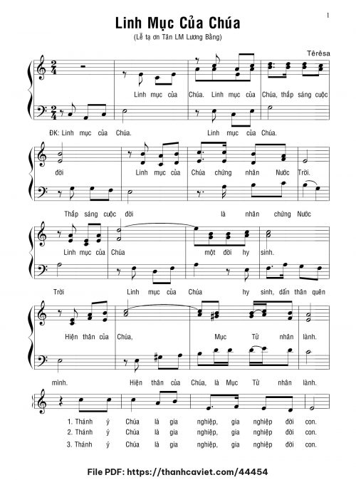 Linh mục của Chúa - Sr. Têrêsa - trang 1