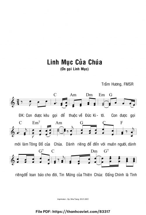 Linh mục của Chúa - Sr. Trầm Hương - trang 1