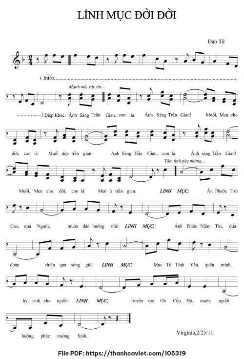 Linh mục đời đời - Đạo Tử - trang 1