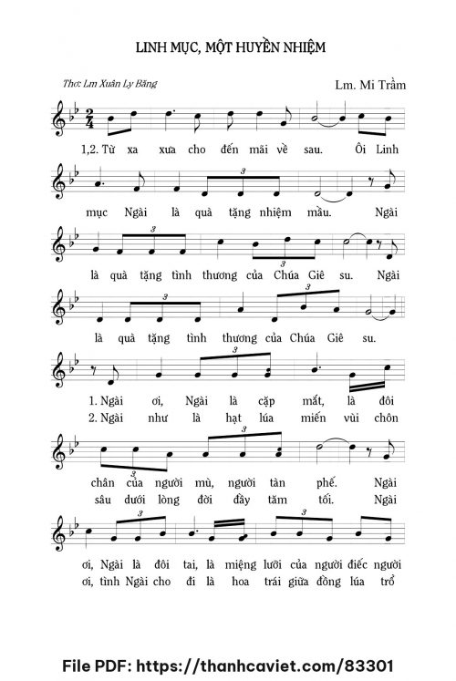 Linh mục, một huyền nhiệm - Lm. Mi Trầm - Thơ: ĐÔ. Xuân Ly Băng - trang 1