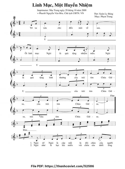 Linh mục, một huyền nhiệm - Phạm Trung - Thơ: ĐÔ. Xuân Ly Băng - trang 1