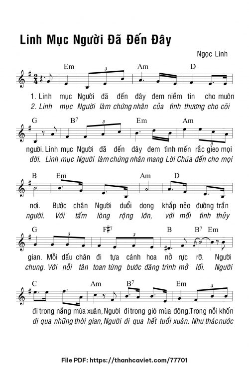 Linh mục người đã đến đây - Ngọc Linh - trang 1