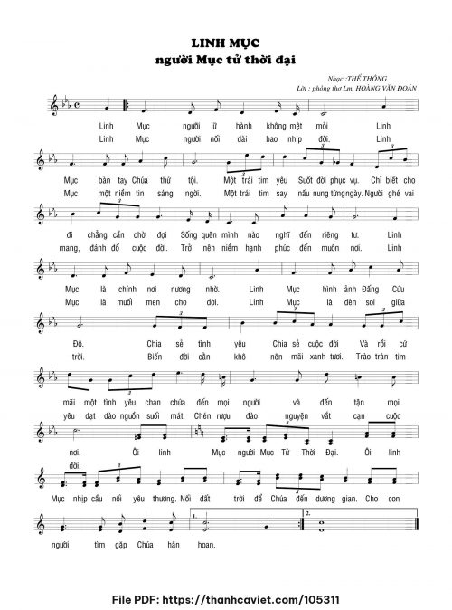 Linh mục người mục tử thời đại - Thế Thông - Phỏng thơ: Lm. Hoàng Văn Đoán - trang 1