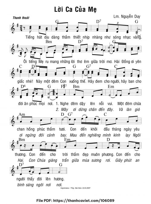 Lời ca của Mẹ - Lm. Nguyễn Duy - trang 1