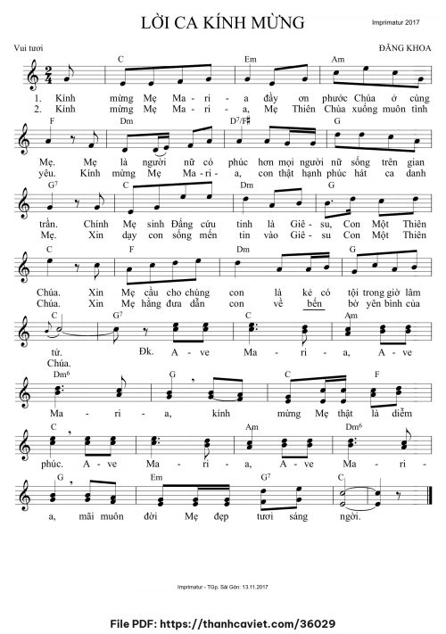 Lời ca kính mừng - Đăng Khoa - trang 1