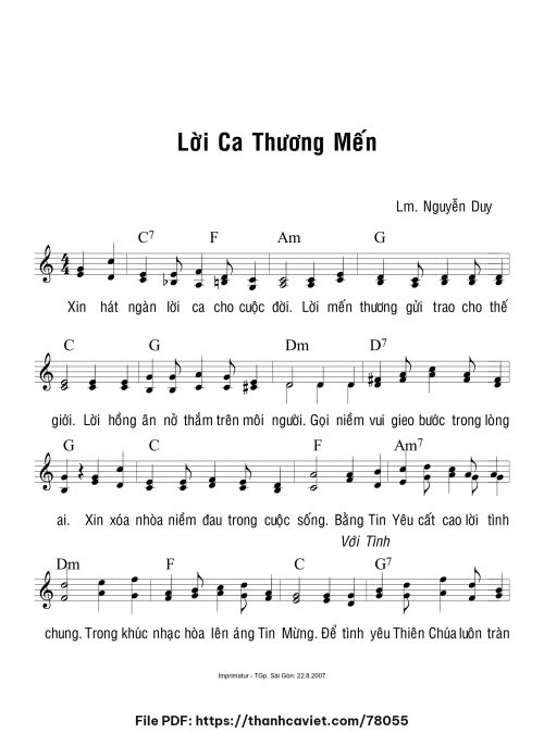 Lời ca thương mến - Lm. Nguyễn Duy - trang 1