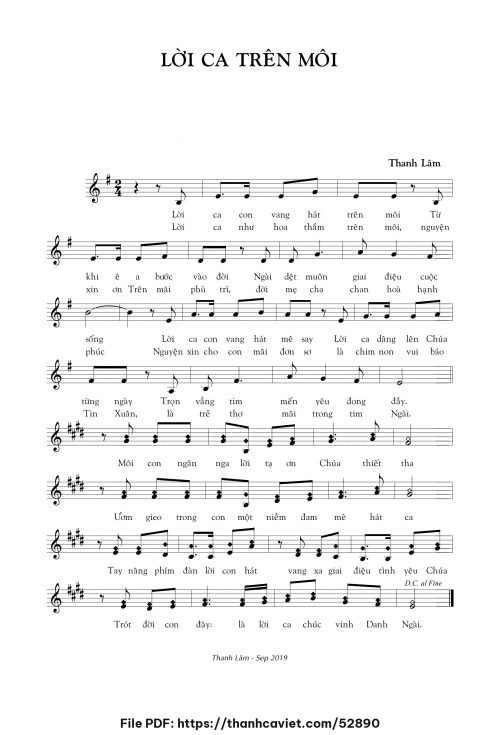 Lời ca trên môi - Thanh Lâm (Song Mộc) - trang 1